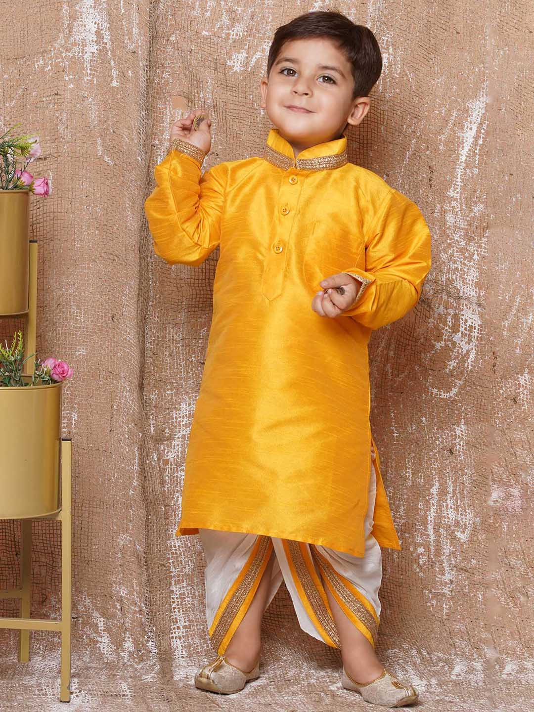 Aj DEZInES Boys Solid Kurta with Dhoti Pants