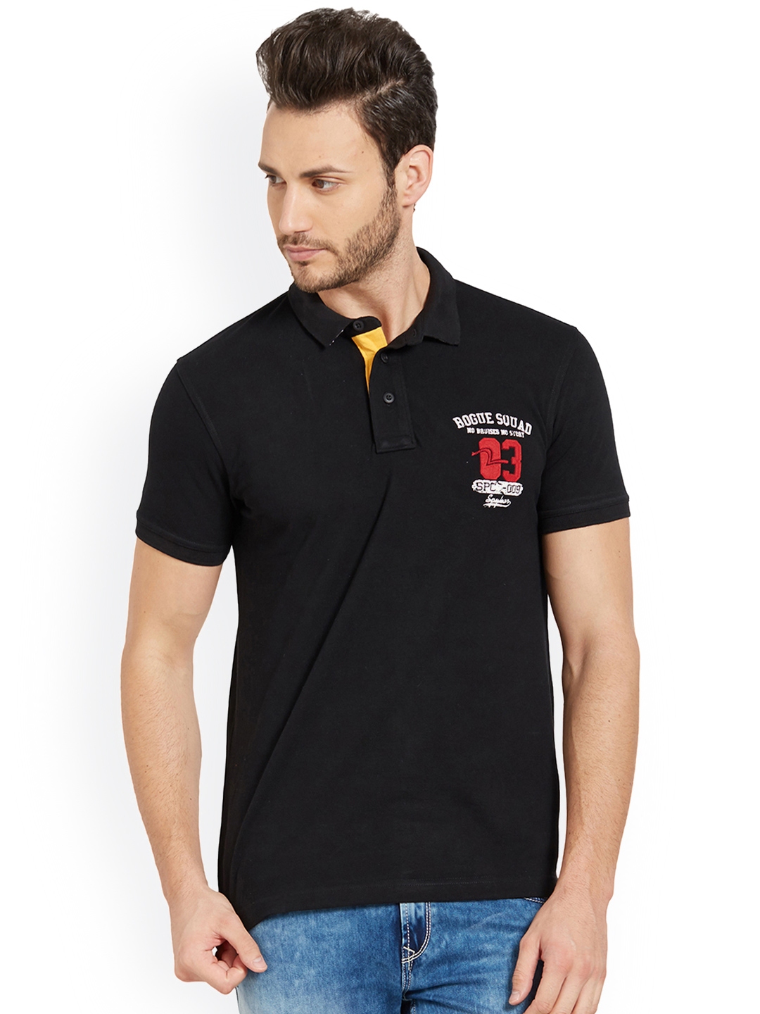 black solid polo t shirt