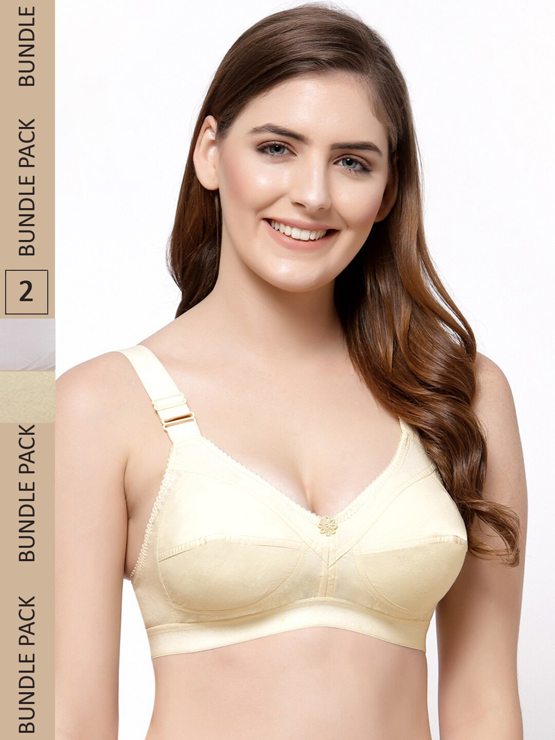 Floret Pack of 3 Solid Non Padded Non-Wired Full Coverage Cotton Everyday Bra