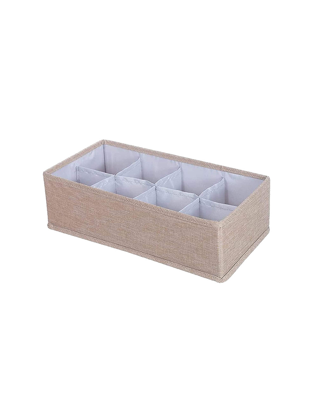 HOUSE OF QUIRK Beige Cotton Linen Water Resistant 8 Grid Foldable Closet Organizer