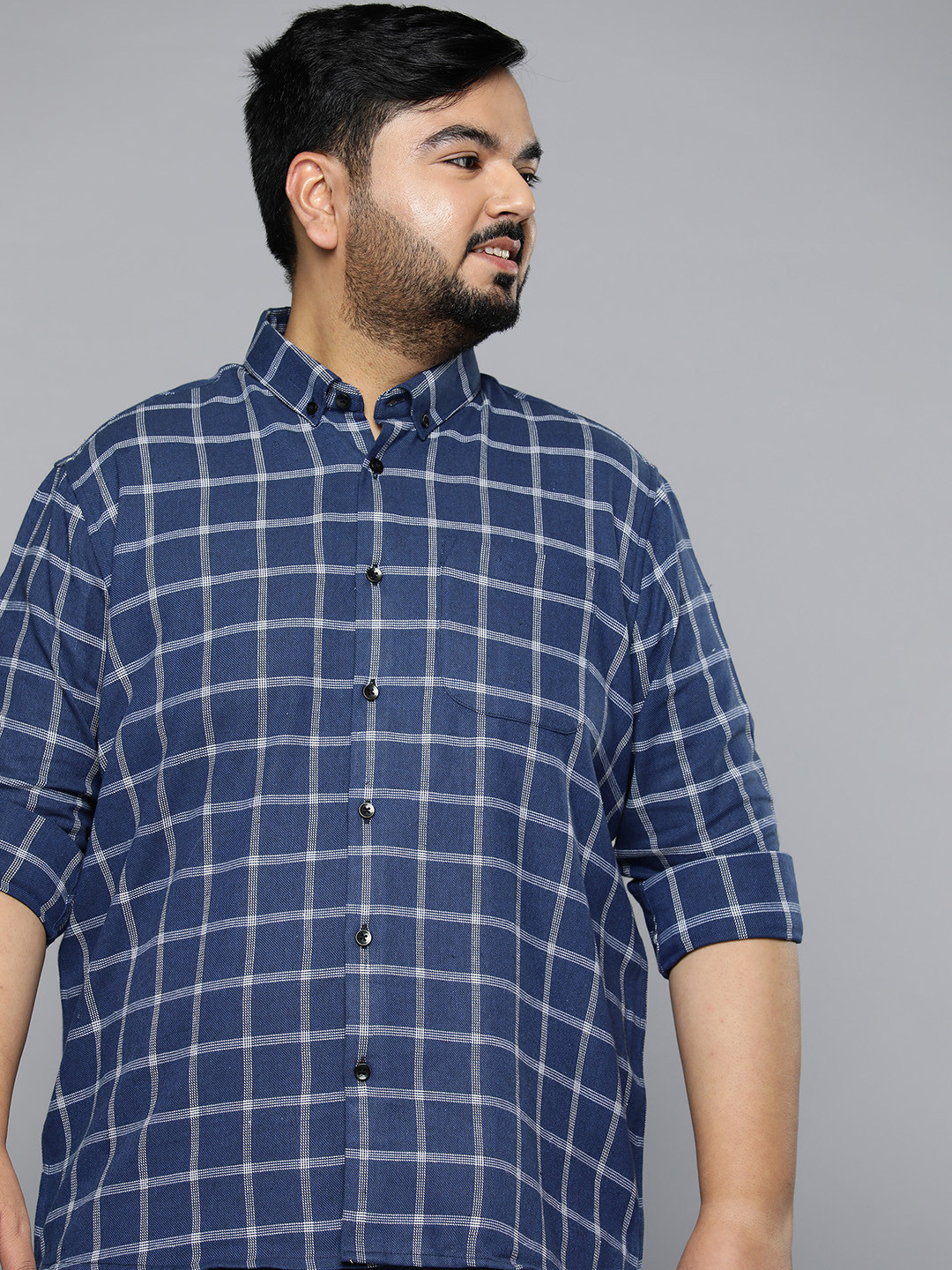 DENNISON Men Smart Grid Tattersall Checks Casual Shirt