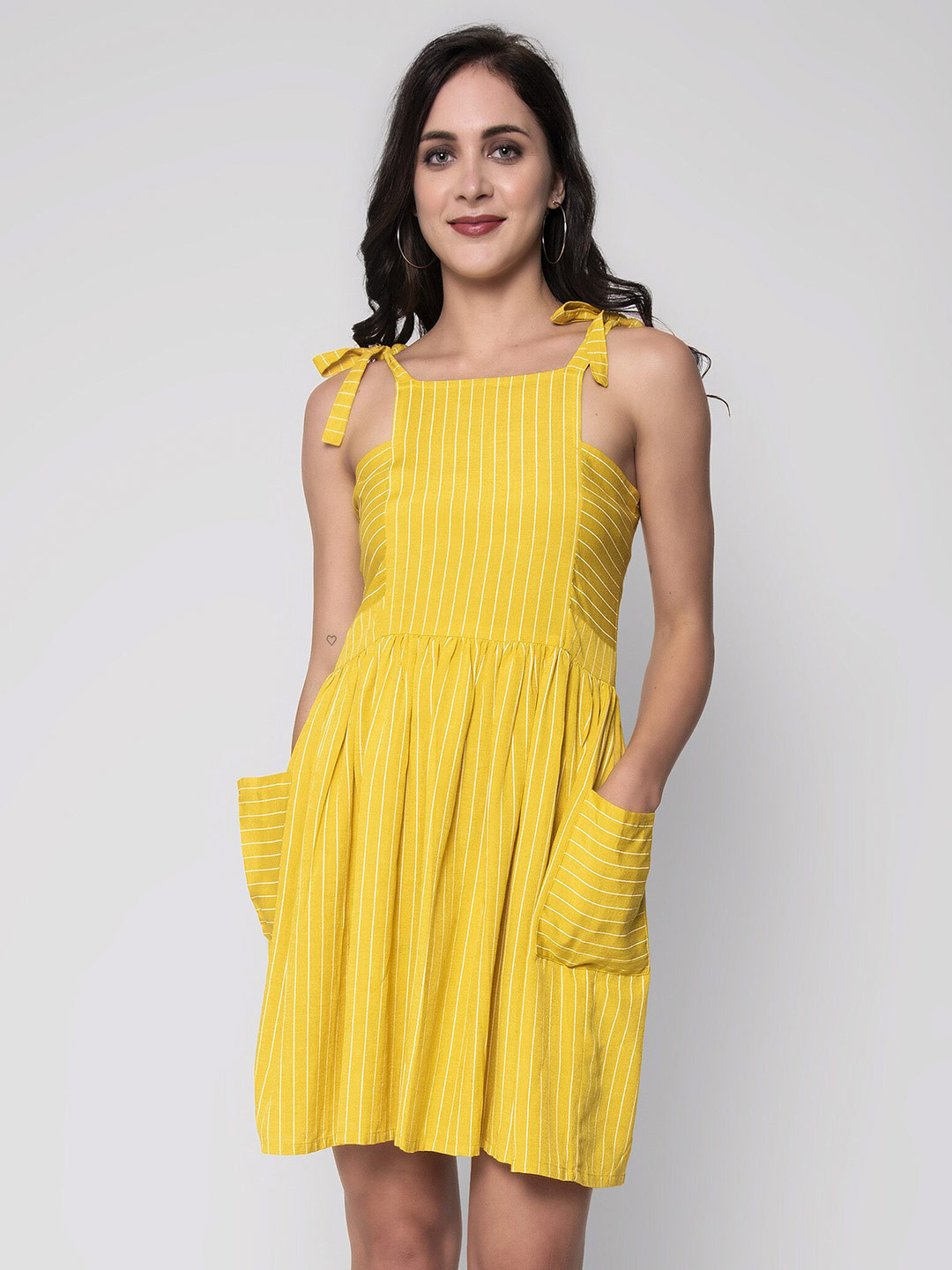 God Bless Striped Printed Cotton Dress