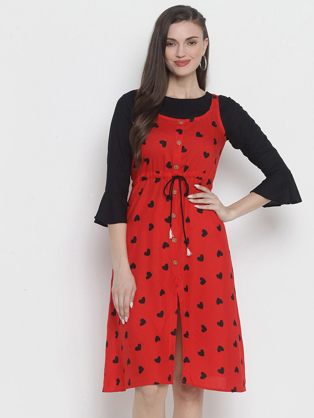God Bless Printed Fit and Flare Dress