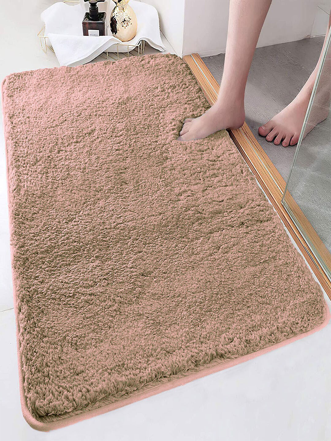 LUXEHOME INTERNATIONAL Vegas Rust Brown Ultra Soft Microfibre 2800 GSM Anti-Skid Bath Rugs