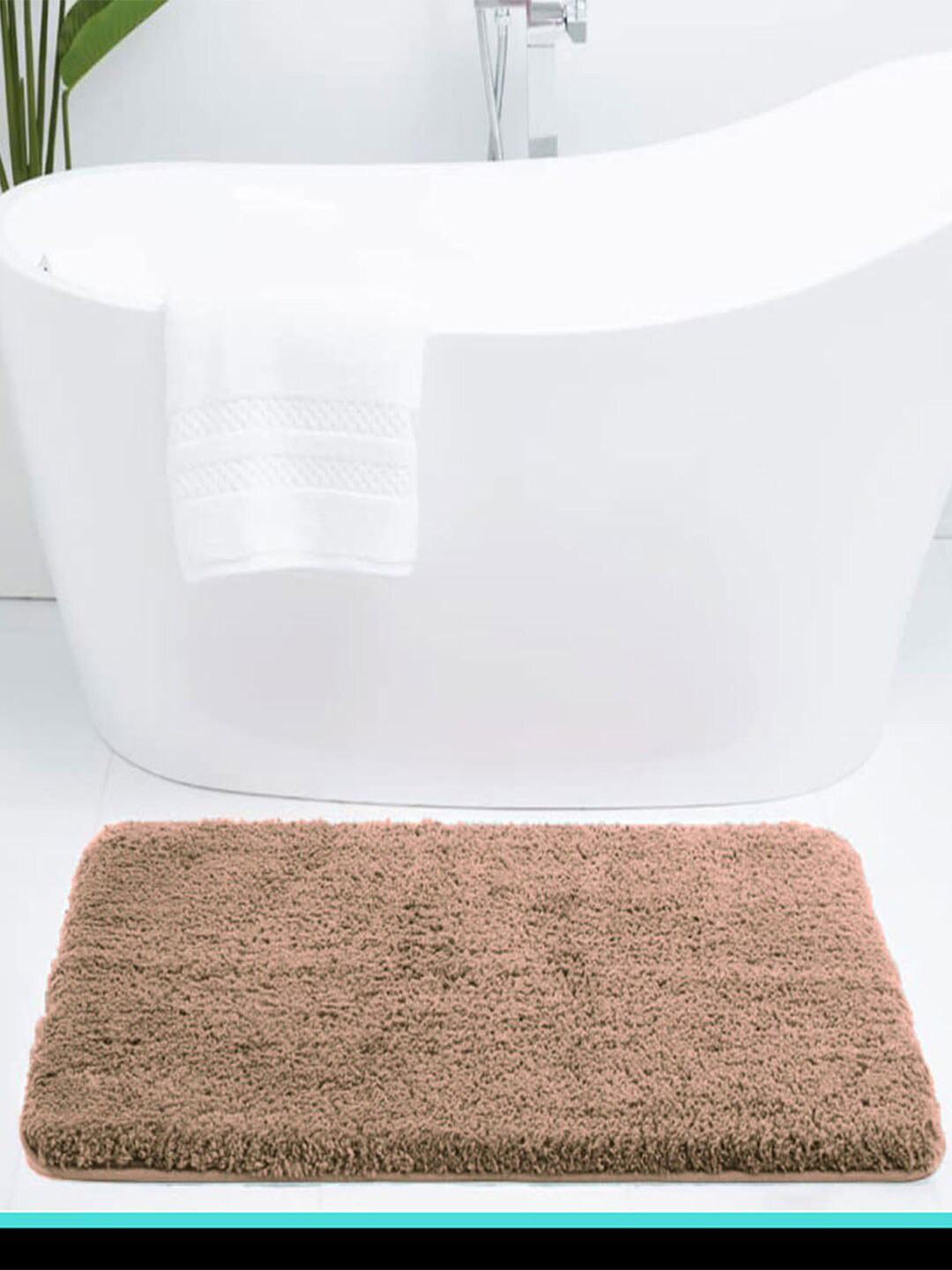 LUXEHOME INTERNATIONAL Vegas Rust Brown 2800 GSM Ultra Soft Microfiber Anti-Skid Bath Rug