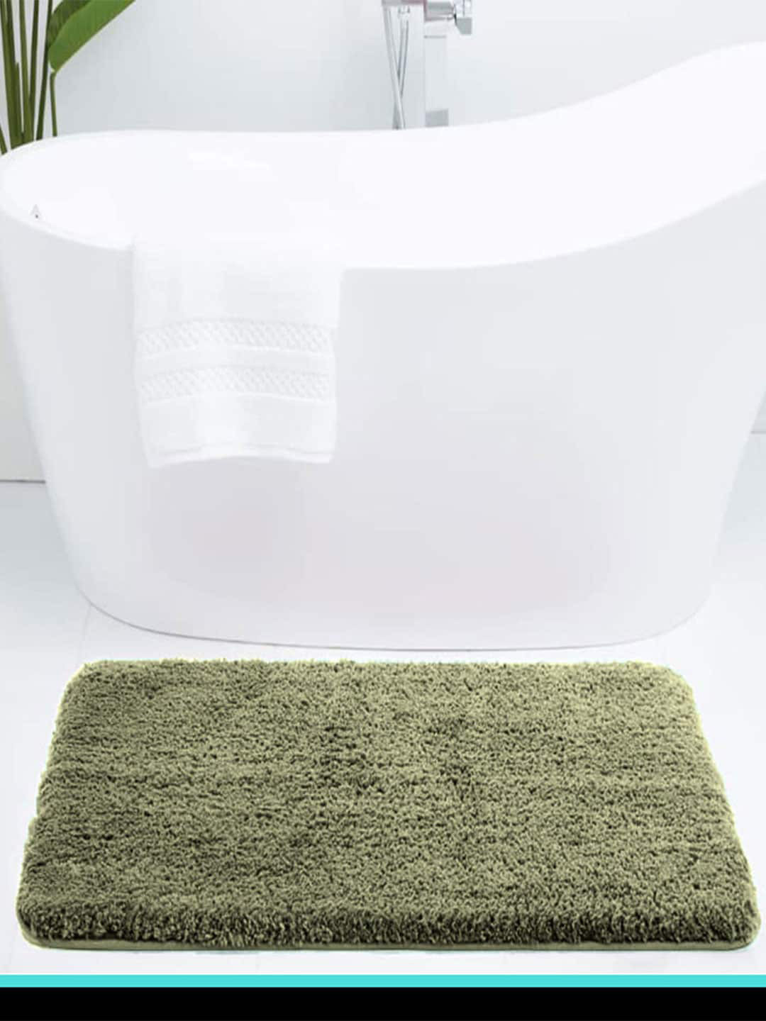 LUXEHOME INTERNATIONAL Vegas Green 2800 GSM Ultra Soft Microfiber Anti-Skid Bath Rug