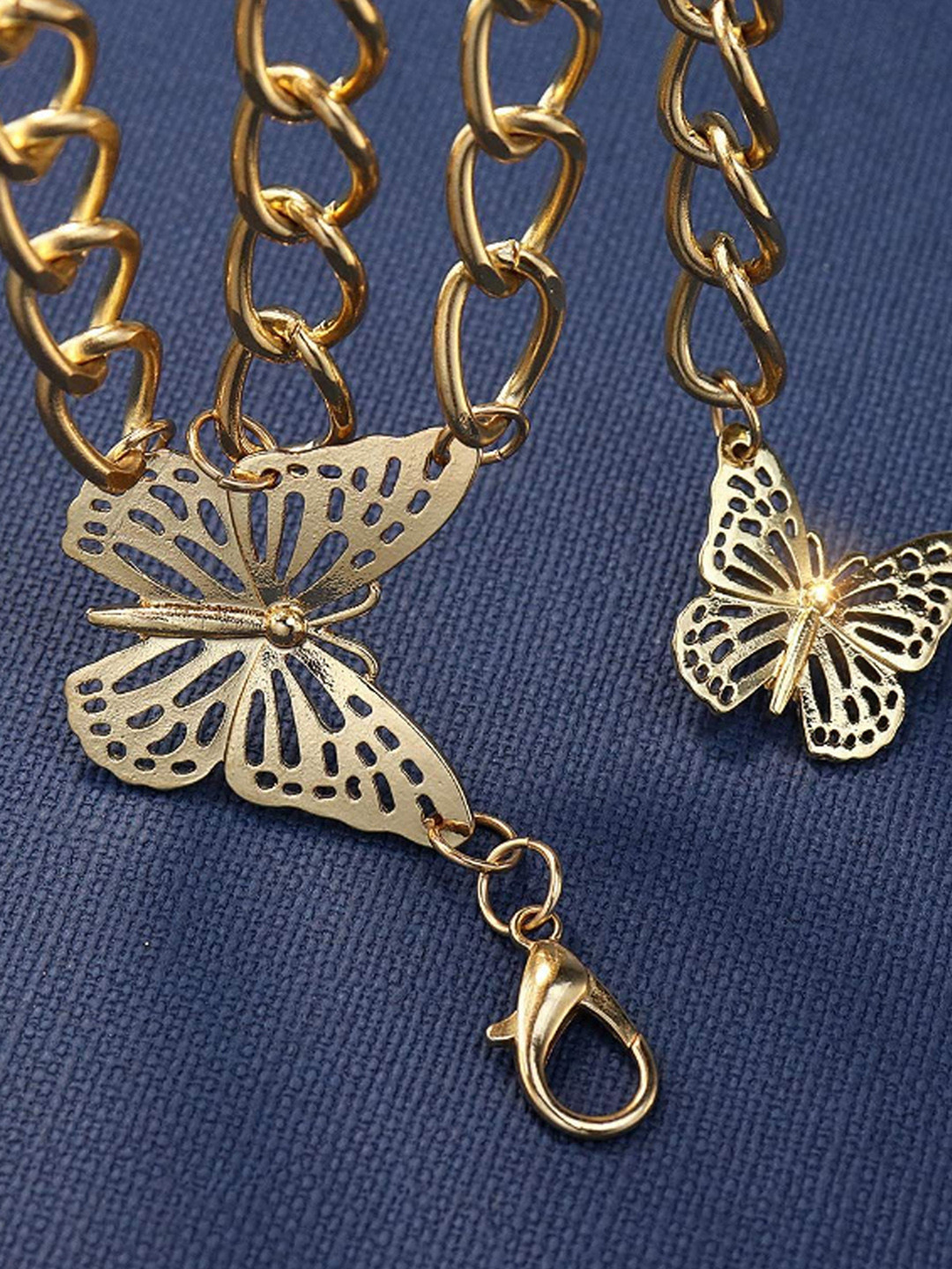 Yellow Chimes Gold-Plated Butterfly Charmed Multi-Layered Waist Chain