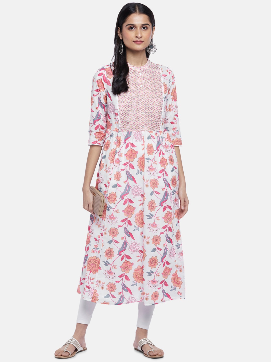 Buy Rangmanch by Pantaloons Off-White Printed Fit and Flare Kurta