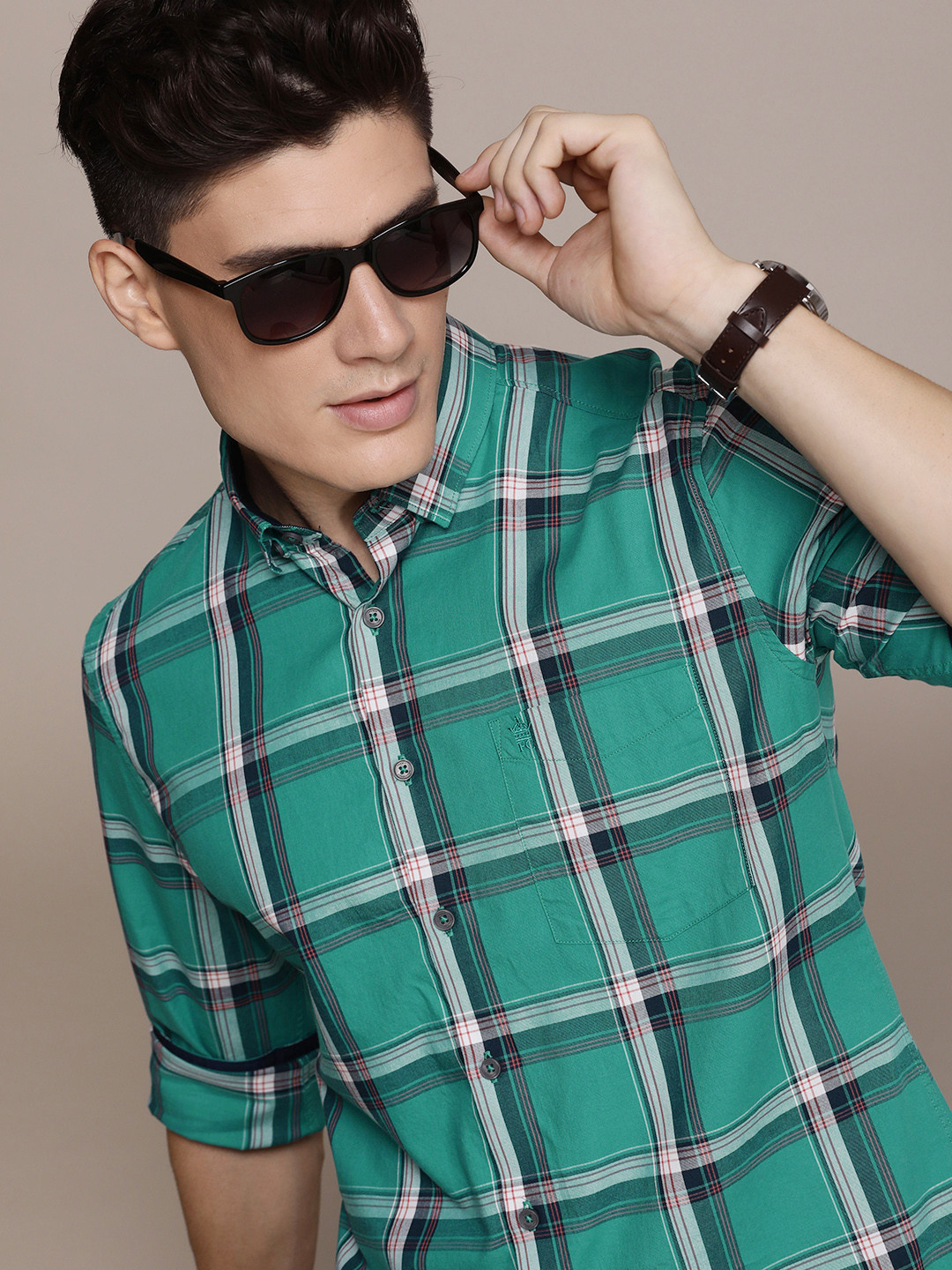 French Connection Slim Fit Checked  Cotton Casual Shirt