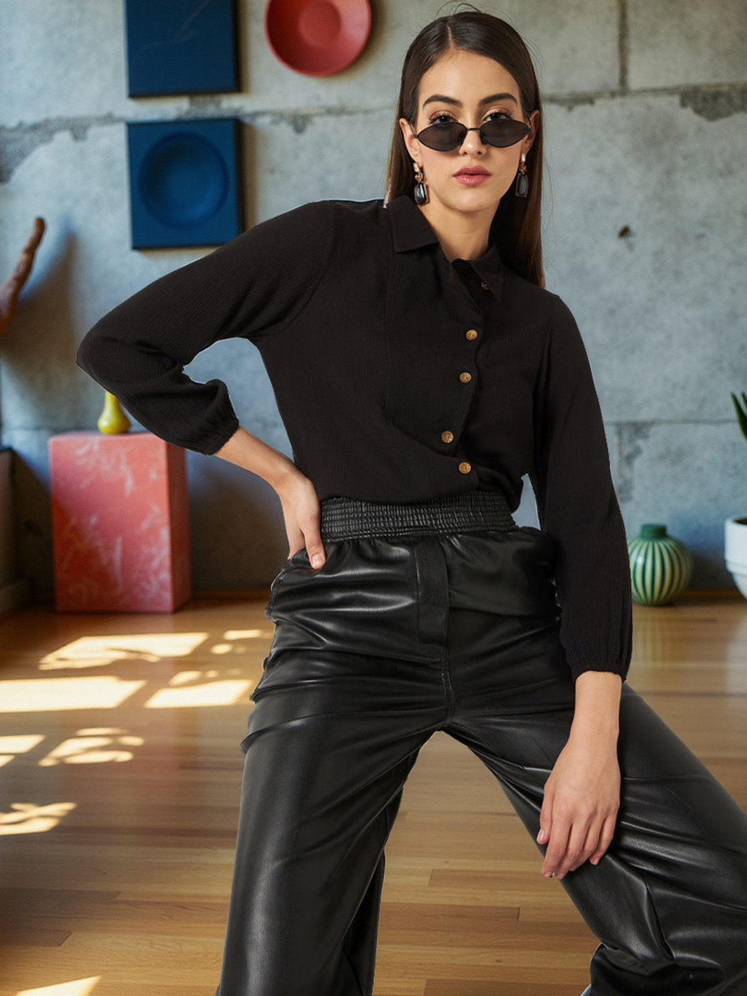 Zima Leto Stylish Placket Shirt Style Top