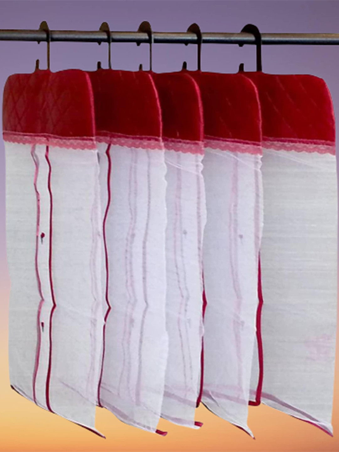 atorakushon Set Of 18 Maroon Net Hanging Saree Covers