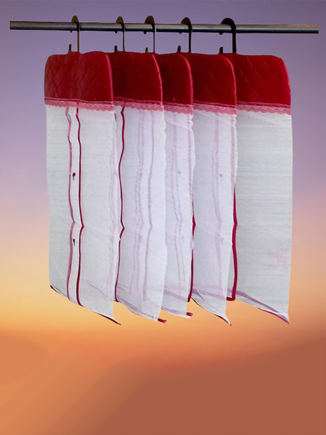 atorakushon Set Of 36 Maroon Durable Hanging Saree Covers