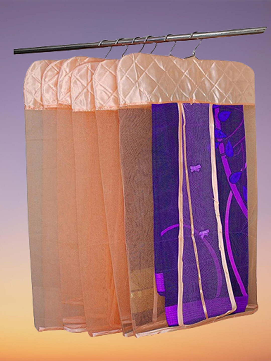 atorakushon Set Of 36 Peach Durable Hanging Saree Covers