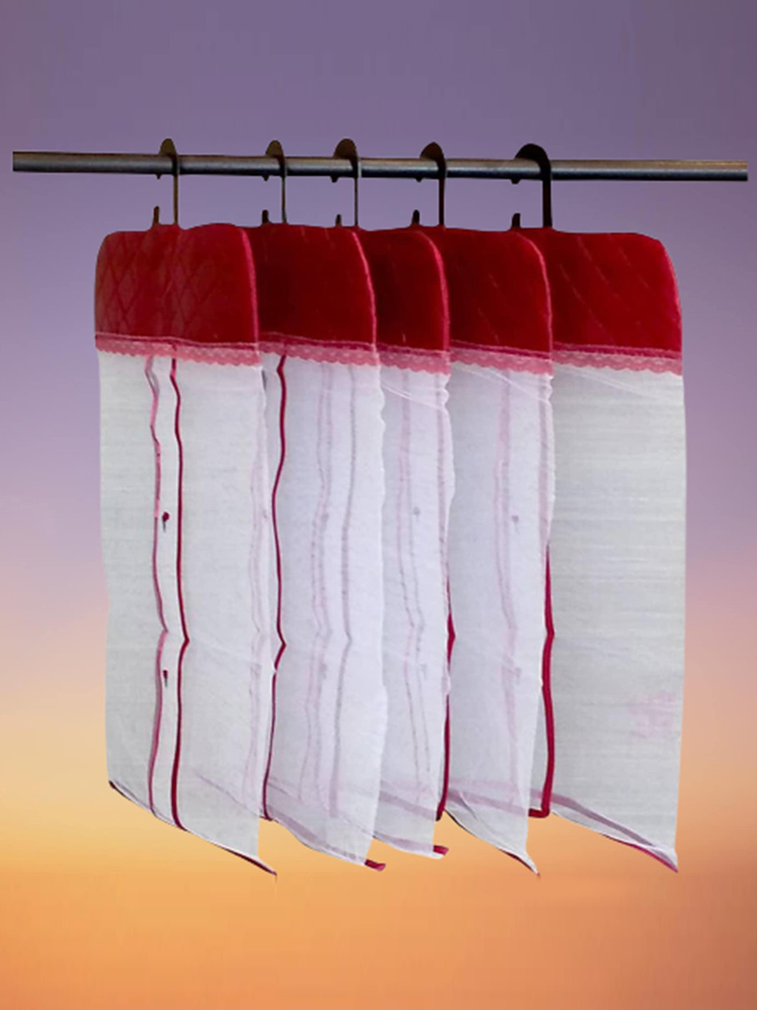 atorakushon Set Of 6 Maroon Durable Hanging Saree Covers