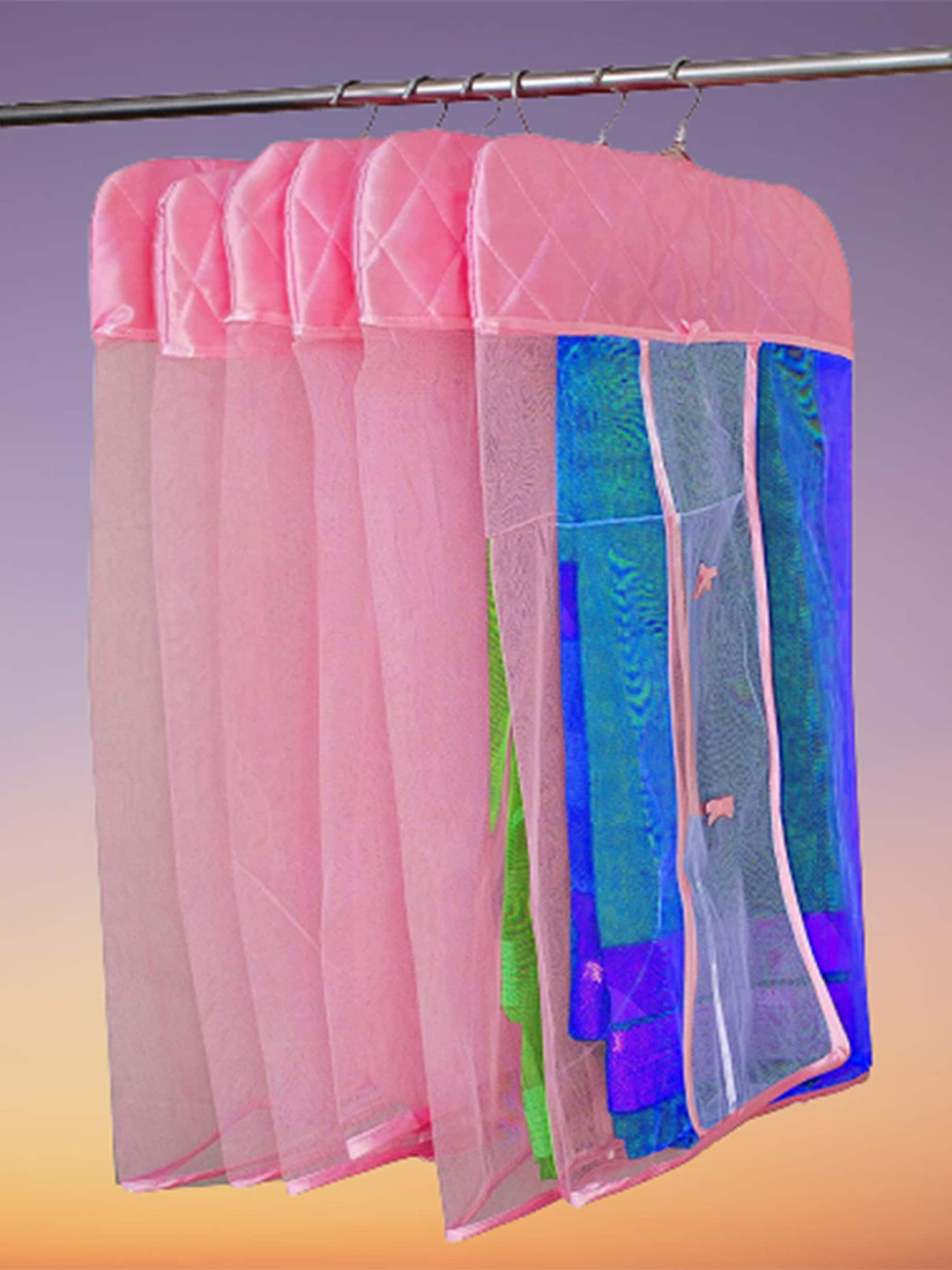 atorakushon Set Of 36 Pink Durable Hanging Saree Covers