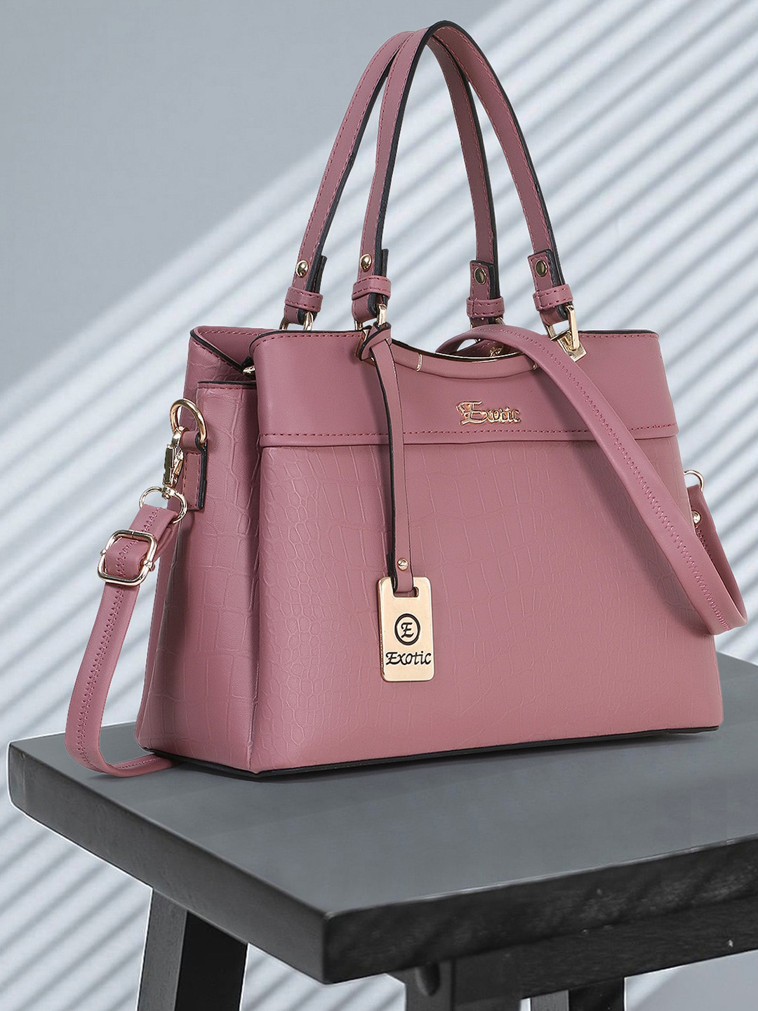 Exotic Women Animal Textured PU Structured Handheld Bag