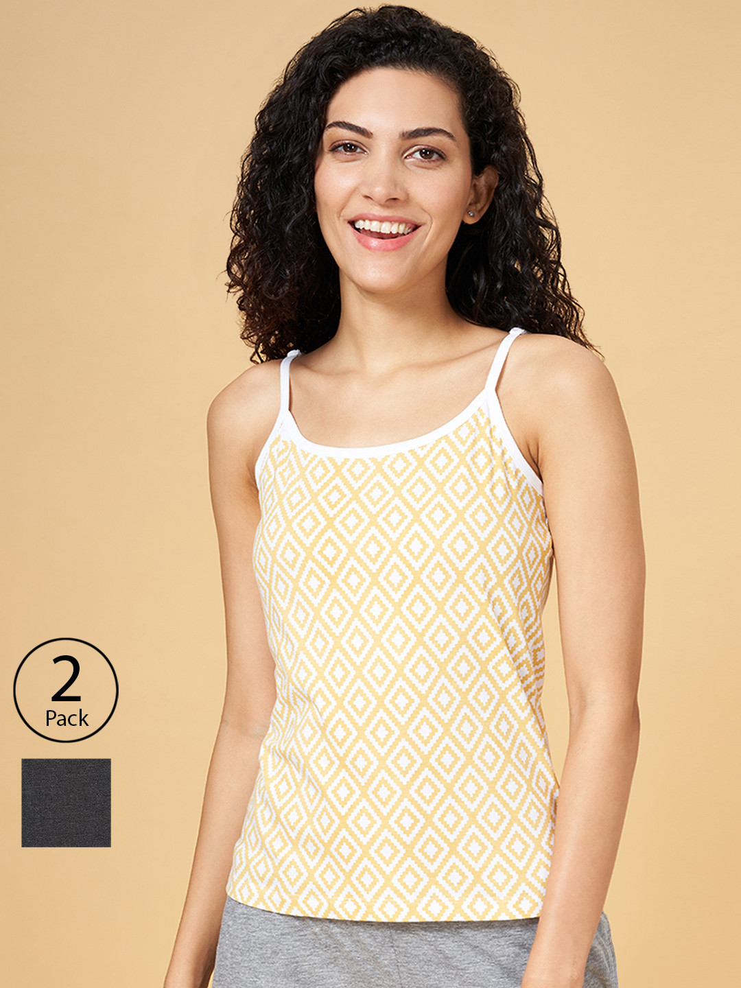 YU by Pantaloons Women Pack Of 2 Printed Cotton Camisoles