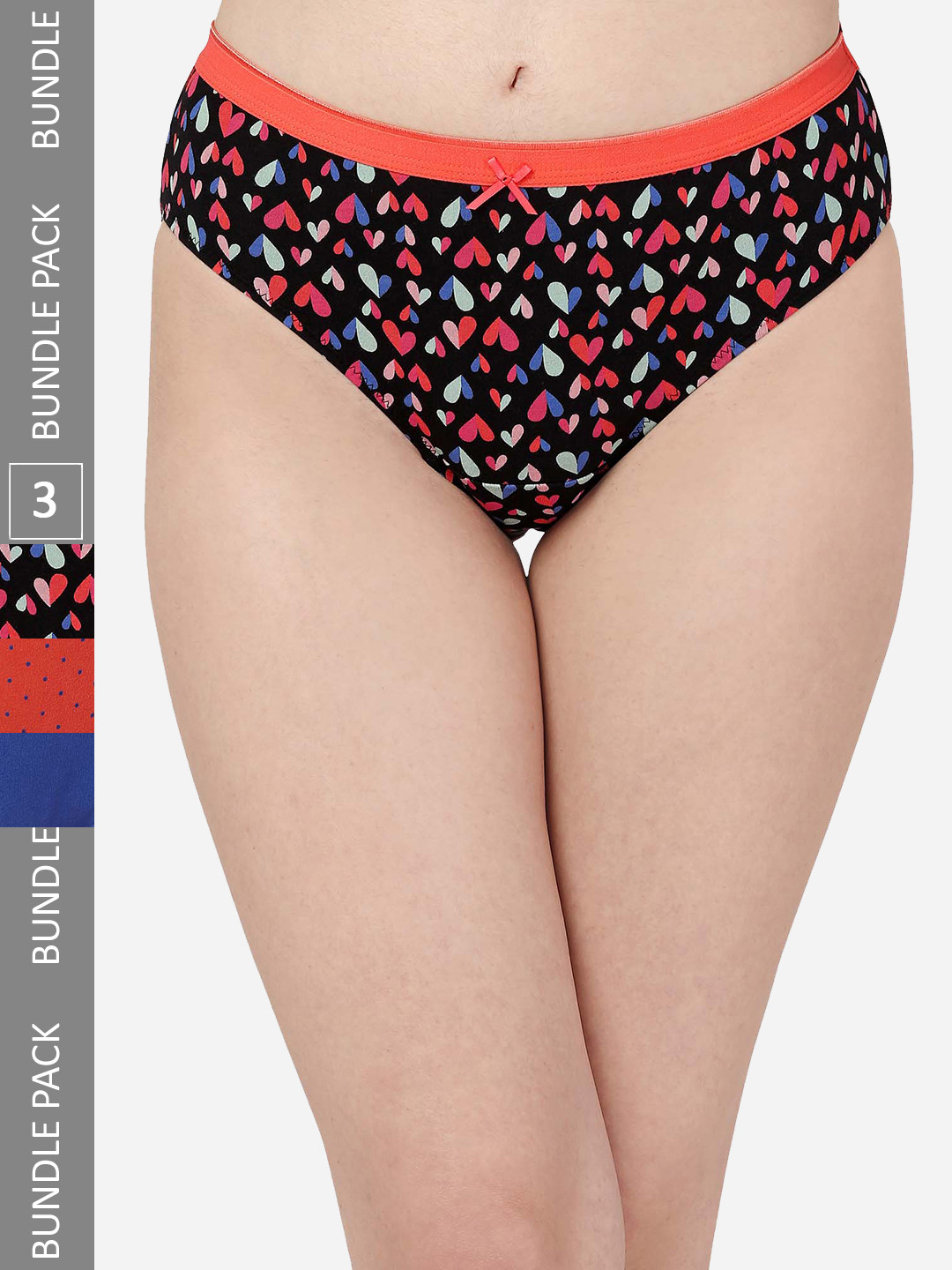 SOIE High Rise Full Coverage Solid and Printed Cotton Stretch Hipster Briefs (Pack of 3)