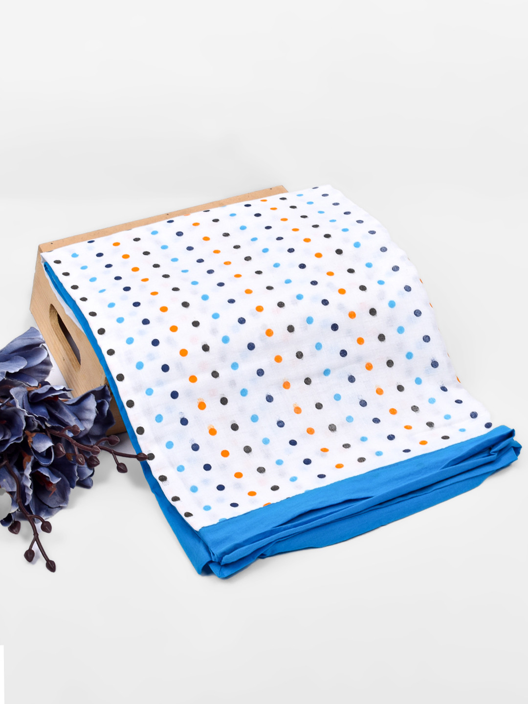 Moms Home Kids White & Blue Organic Cotton Summer 210 GSM Single Bed Dohar