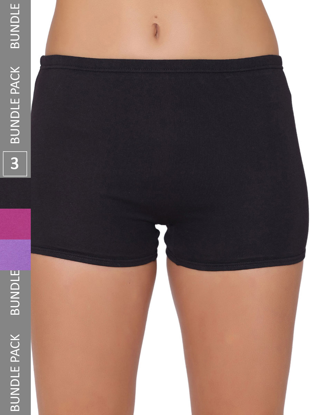 GROVERSONS Paris Beauty Women Pack Of 3 Assorted Cotton Boy Shorts