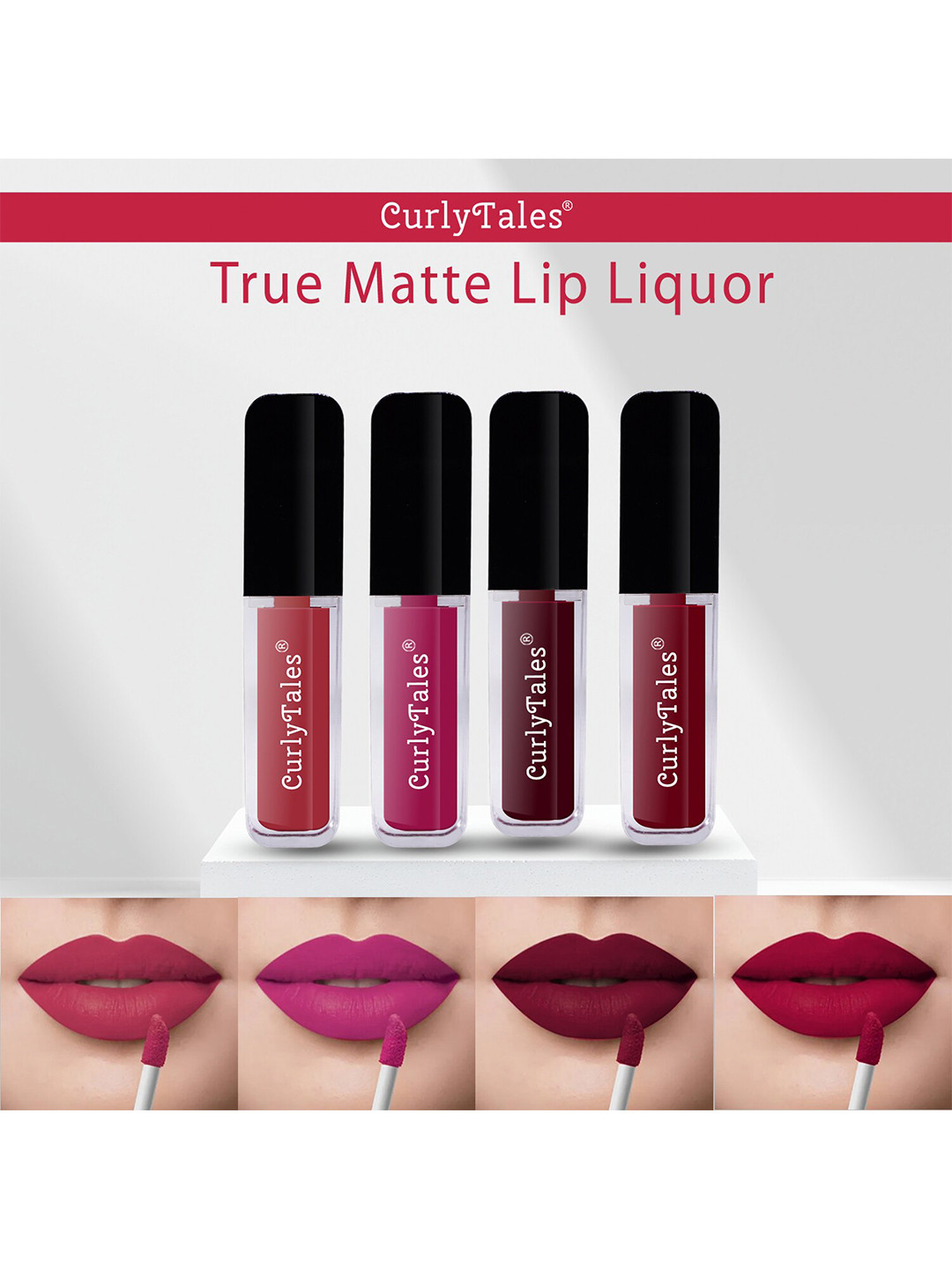 CurlyTales Set of 4 True Matte Lip Color 4 ml - Shade 06, 12, 13, 14