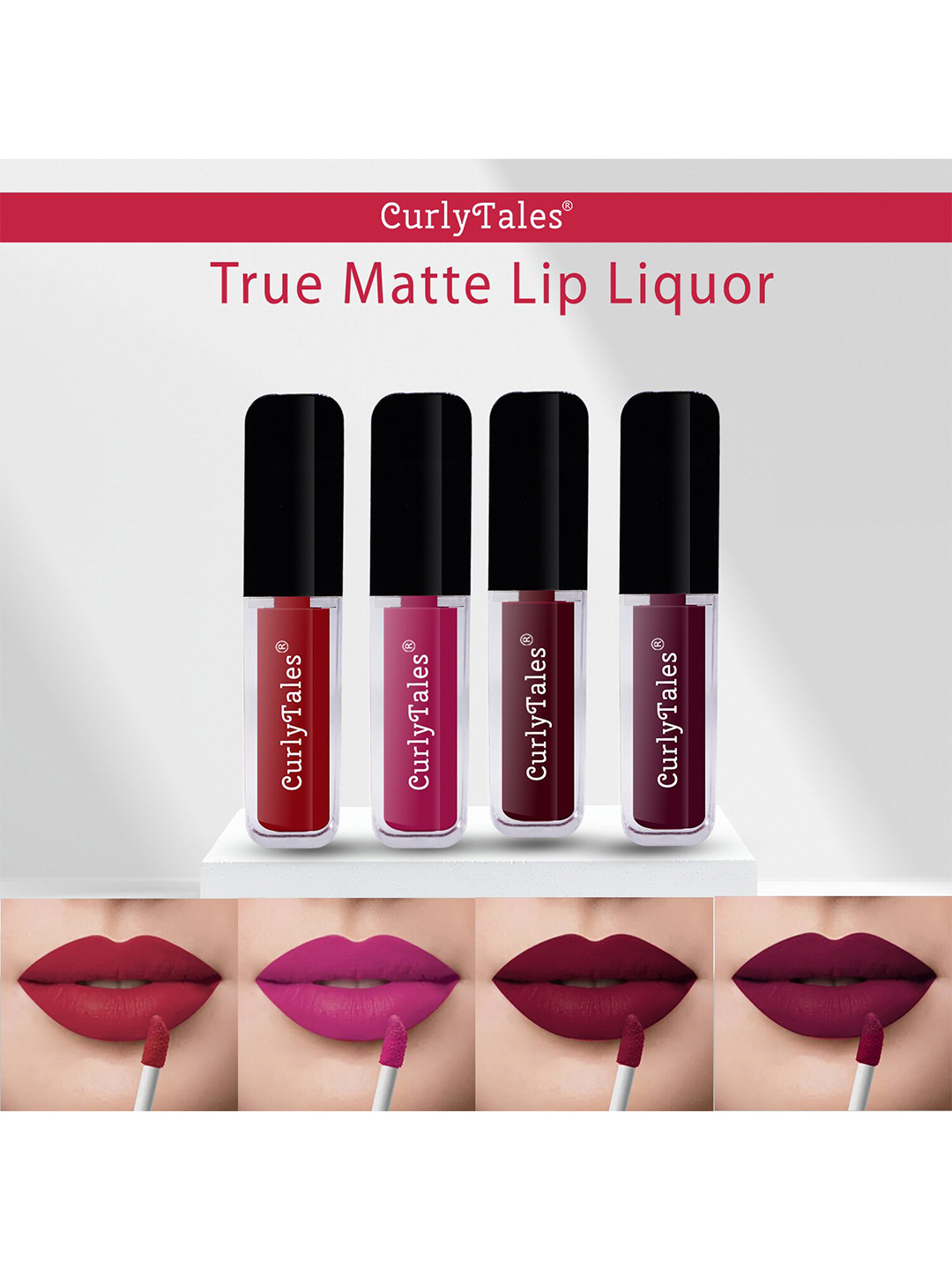 CurlyTales Set of 4 True Matte Lip Color 4 ml - Shade 03, 12, 13, 15