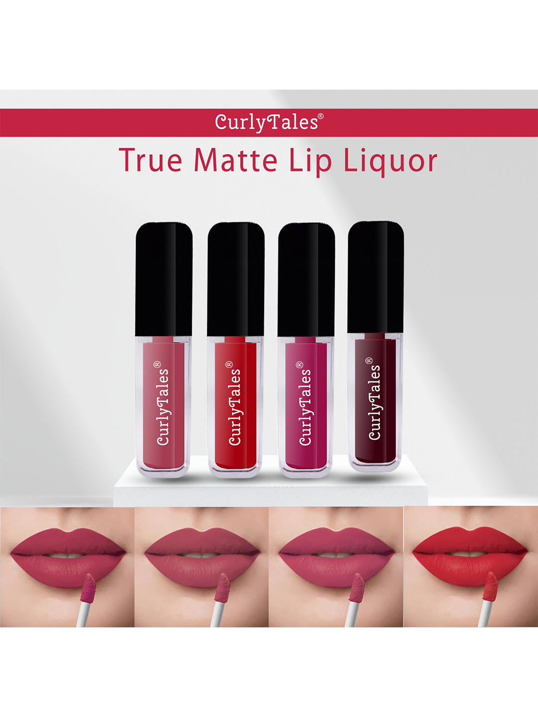 CurlyTales Set of 4 True Matte Lip Color 4 ml - Shade 10, 11, 12, 13