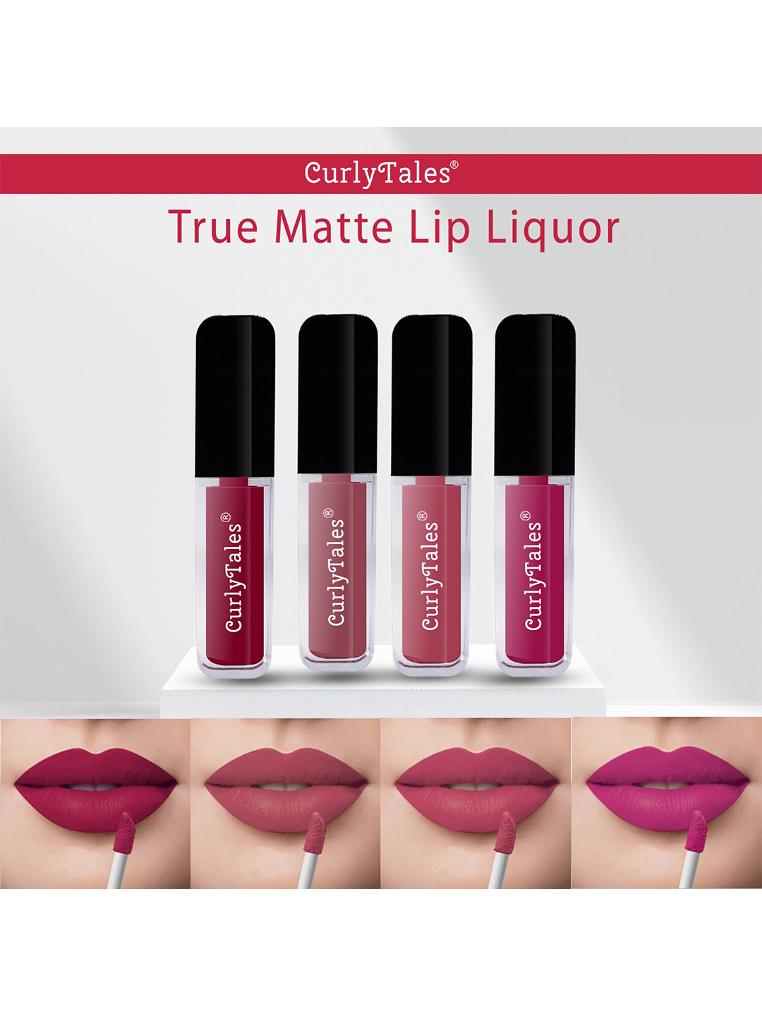 CurlyTales Set of 4 True Matte Lip Color 4 ml - Shade 07, 09, 10, 12