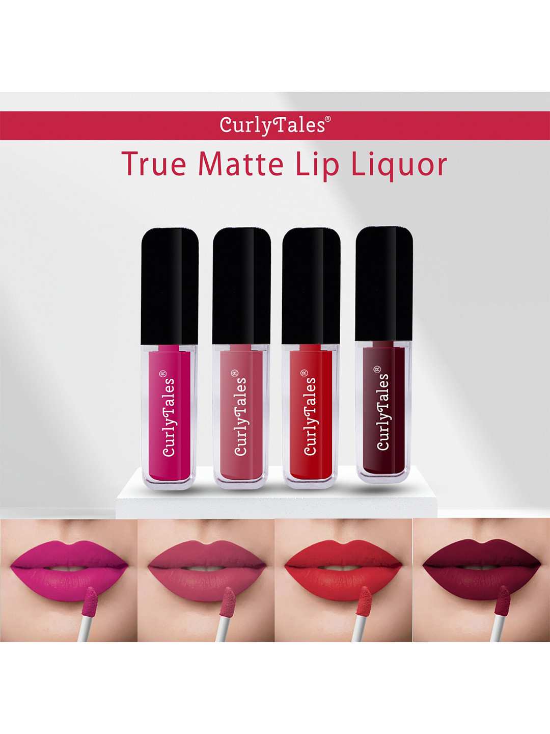 CurlyTales Set of 4 True Matte Lip Color 4 ml - Shade 04, 10, 11, 13