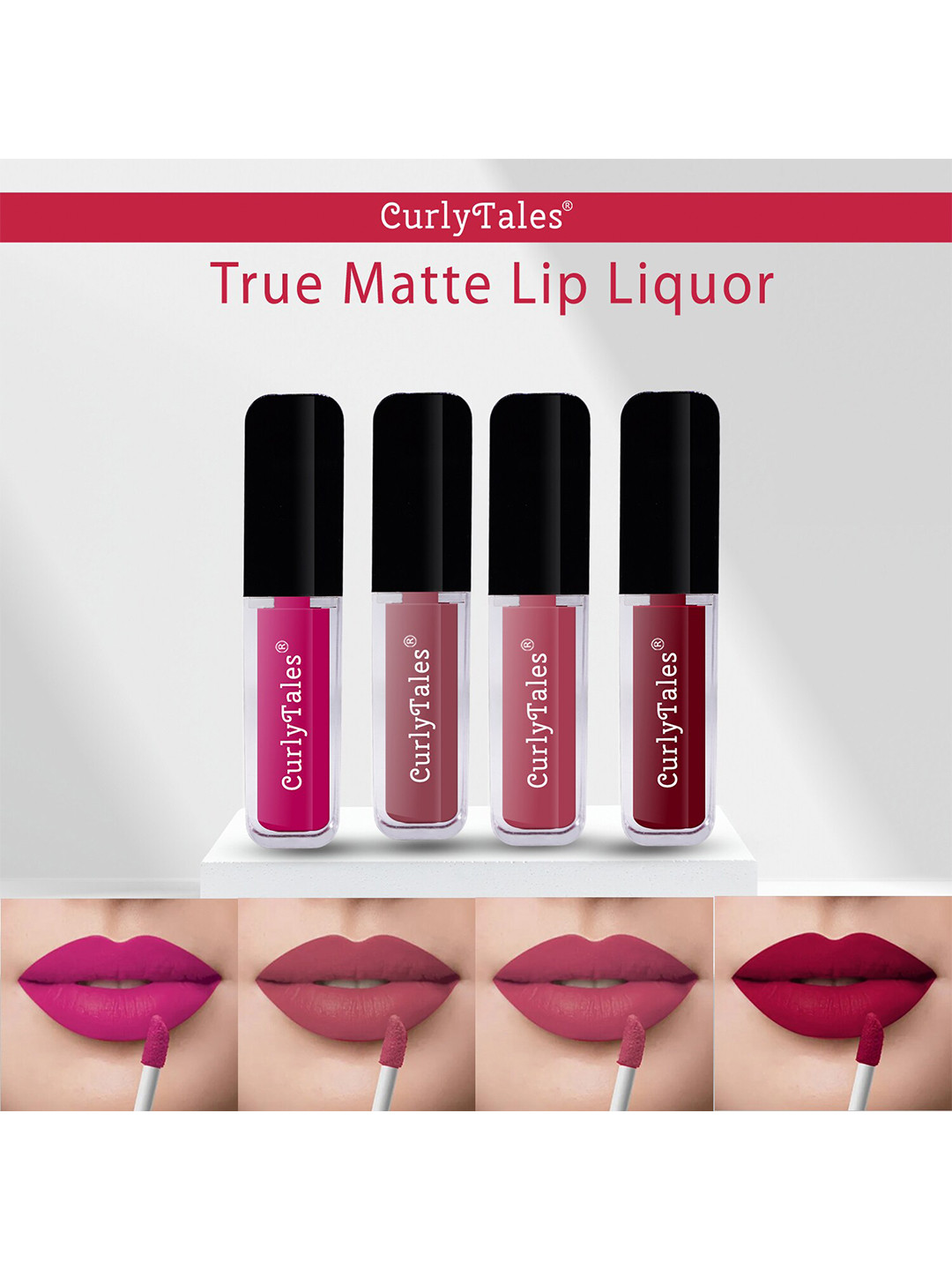 CurlyTales Set of 4 True Matte Lip Color 4 ml - Shade 04, 09, 10, 14