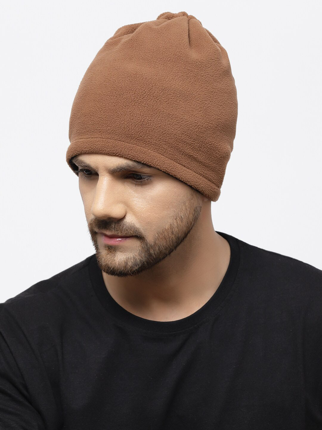 513 Solid Fleece Reversible Beanie With Neck Warmer & With Face Mask Headband