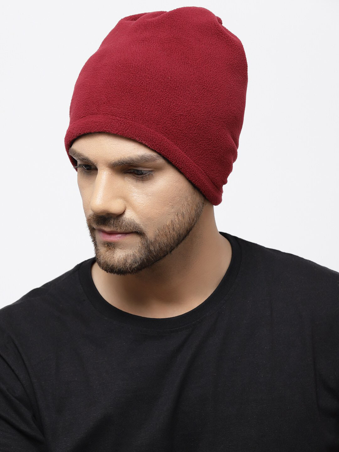 513 Solid Fleece Reversible Beanie With Neck Warmer & With Face Mask Headband