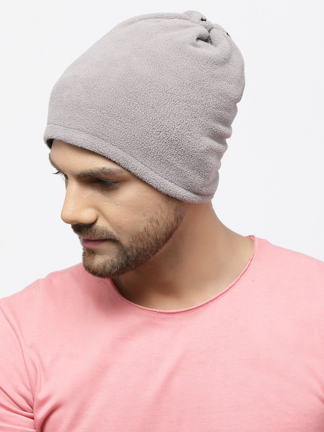 513 Solid Fleece Reversible Beanie With Neck Warmer & With Face Mask Headband