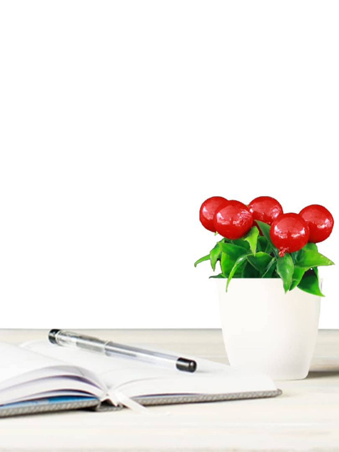 TRUSTBASKET Green & Red Cherry Shrub Potted Artificial Plant