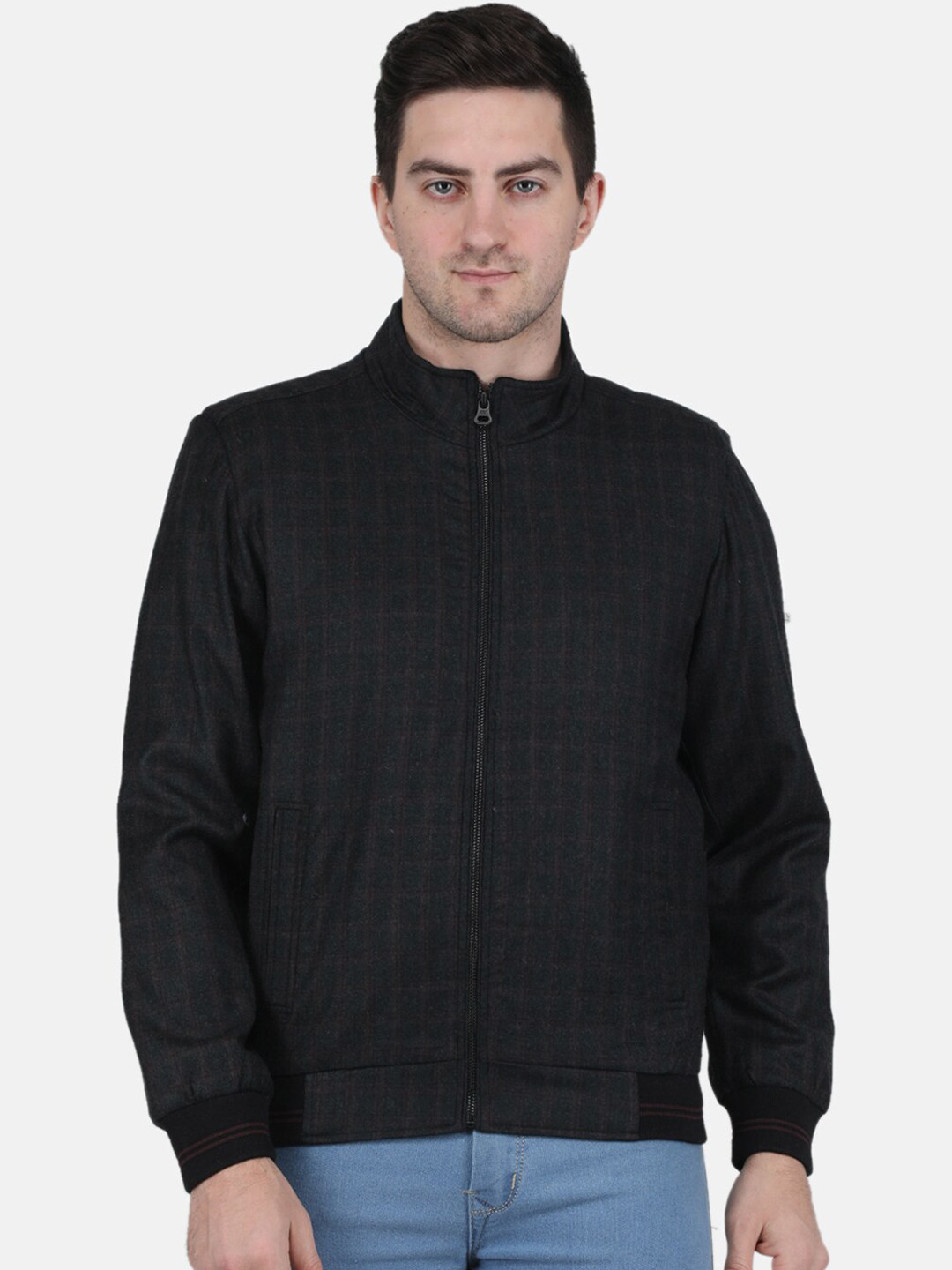 Monte Carlo Men Checked Pea Coat