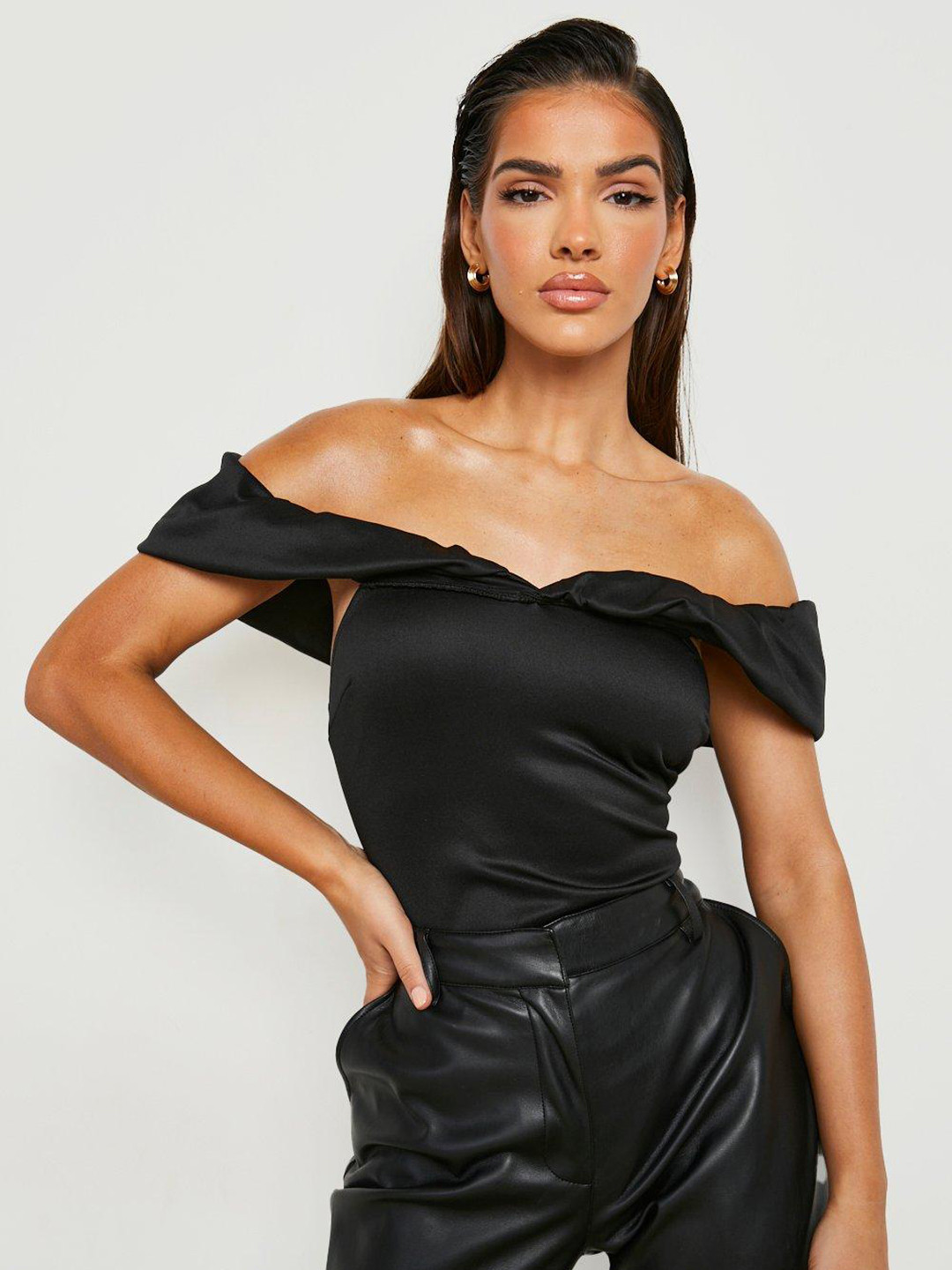 Boohoo Ruffle Bardot Bodysuit