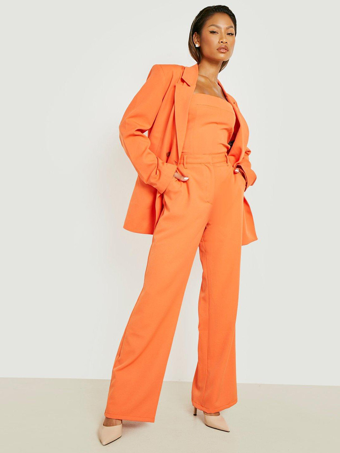 Boohoo Women Tailored Straight Leg Trouser