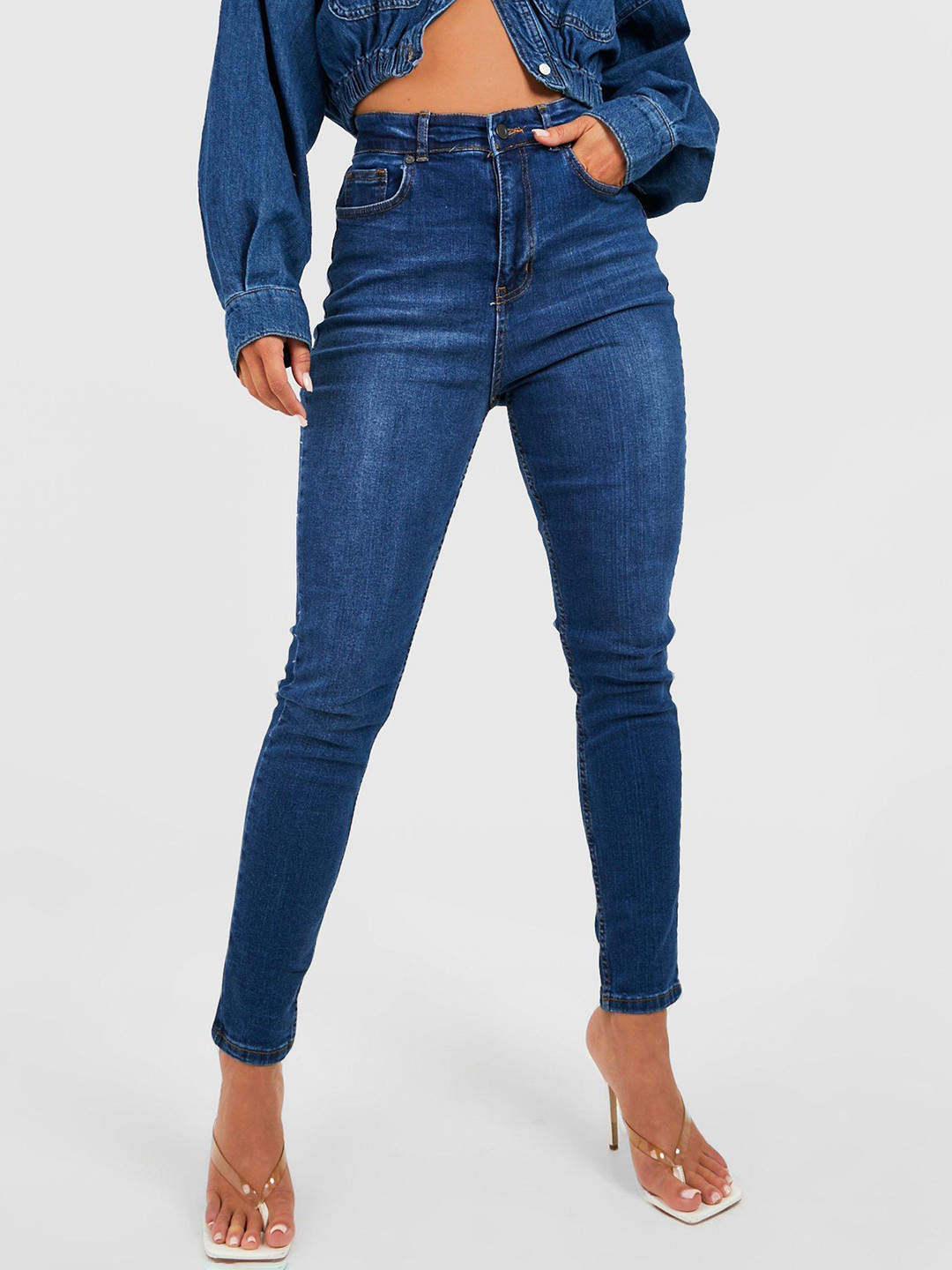 Boohoo Women Skinny Fit Light Fade Stretchable Jeans