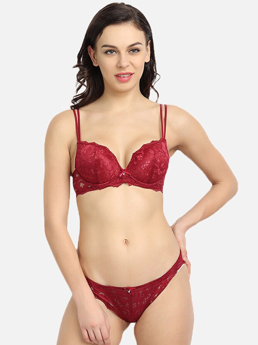 DEALSEVEN FASHION Self-Design Comfort-Fit Lingerie Set SFH118_PK_N