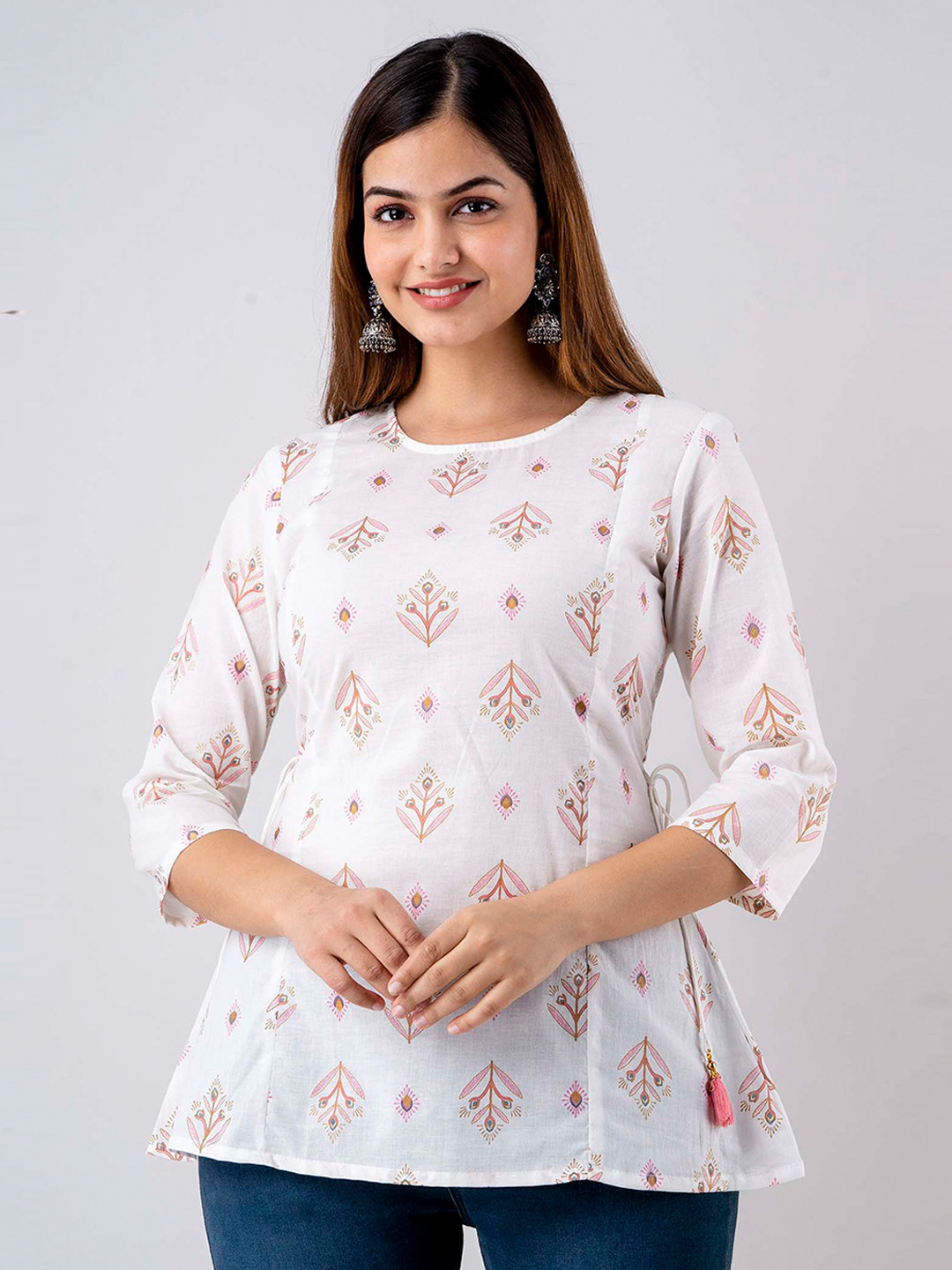FASHION DEPTH Floral Print Pure Cotton Top