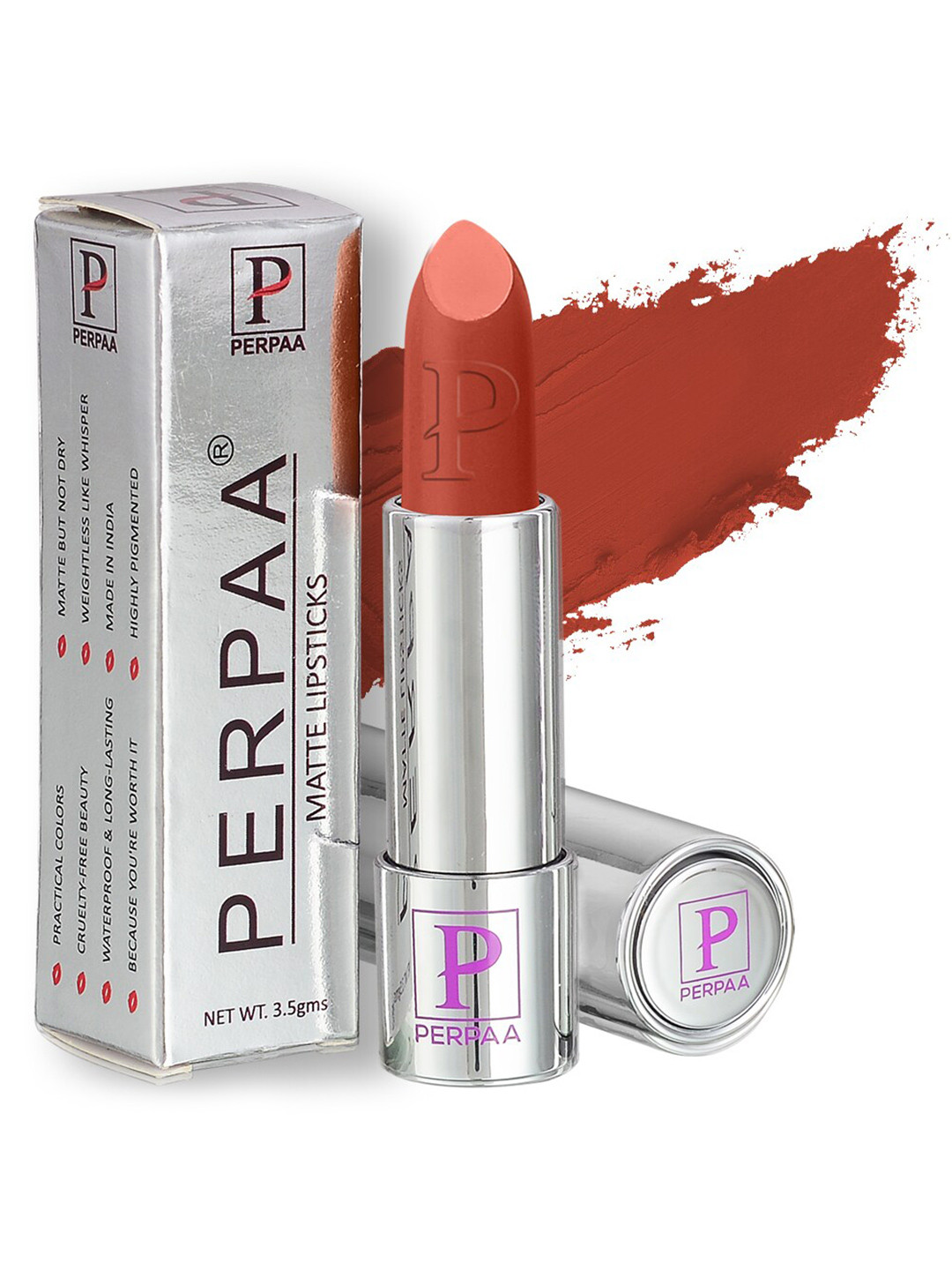 PERPAA Set of 2 Push Button Matte Lipstick 3.5g each - Rust Brown 301 & Bridal Maroon 304