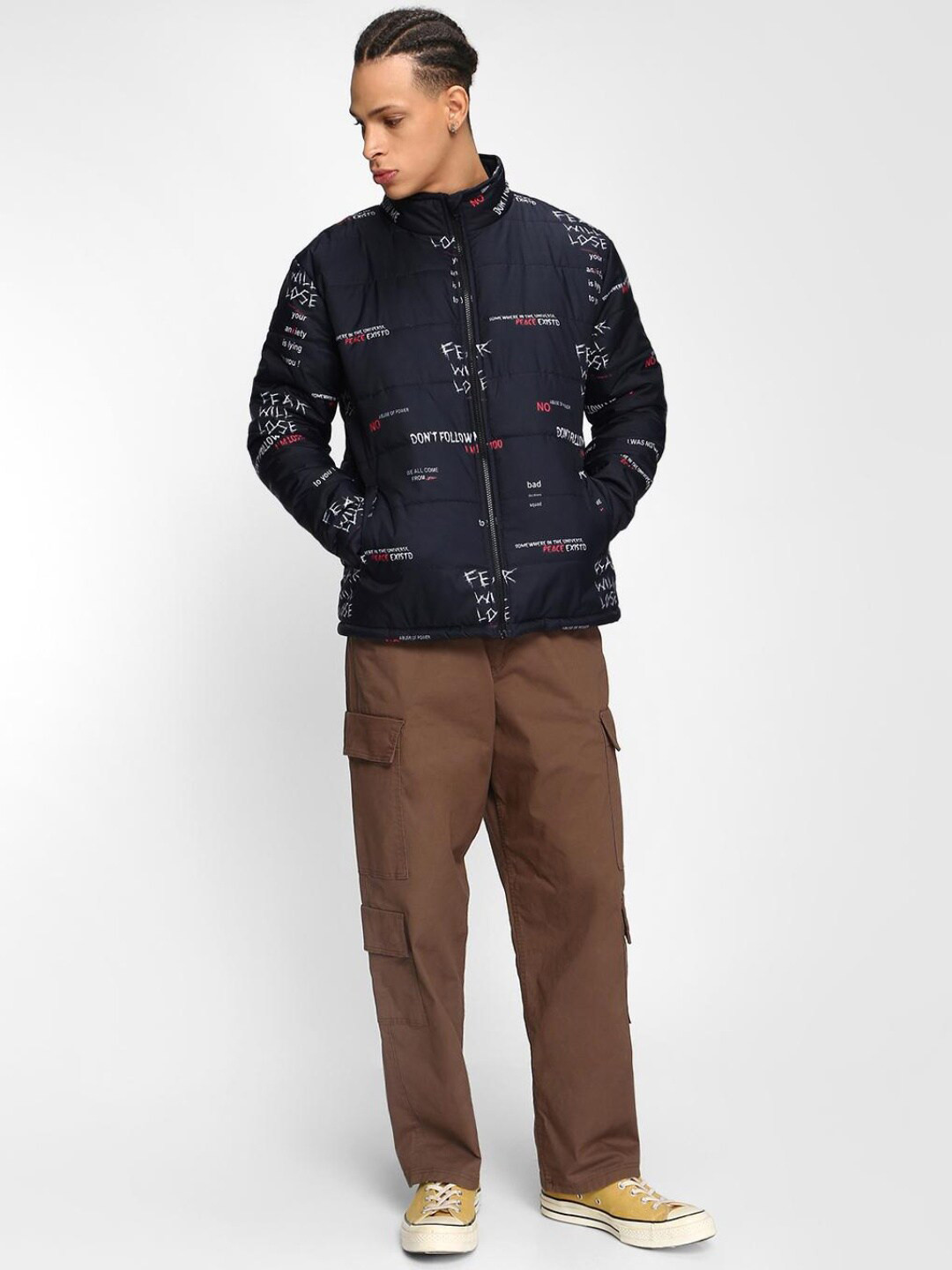 Bewakoof All Over Printed Oversized Puffer Jacket