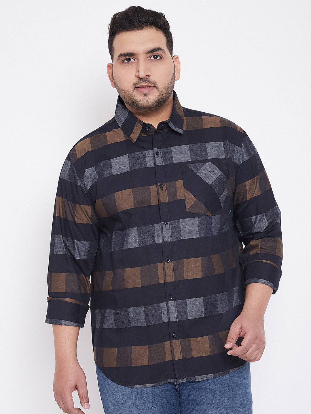 Instafab Plus Men Classic Buffalo Checked Cotton Casual Shirt