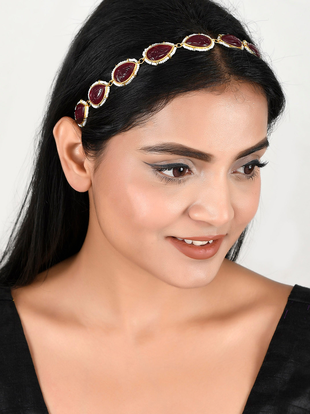 Silvermerc Designs Gold-Plated & Stone Studded Head Chain