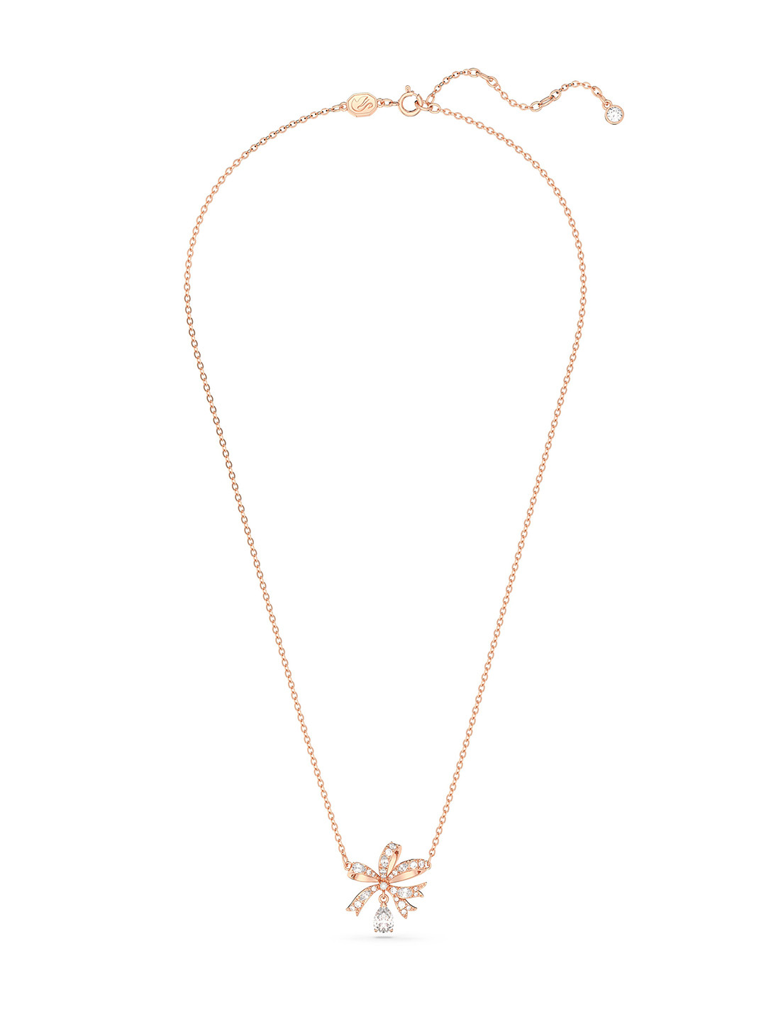 SWAROVSKI Volta Hyperbola Bow Design Rose Gold Plated Crystal Studded Necklace