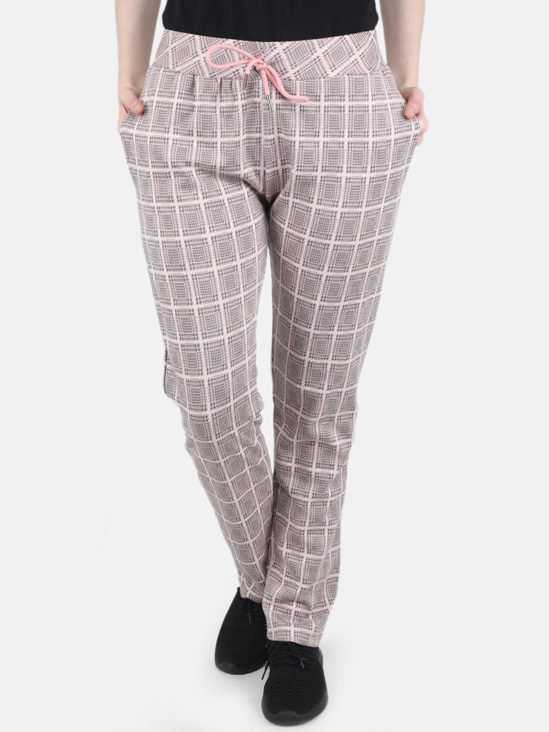Monte Carlo Women Checked Cotton Jacquard Track Pants