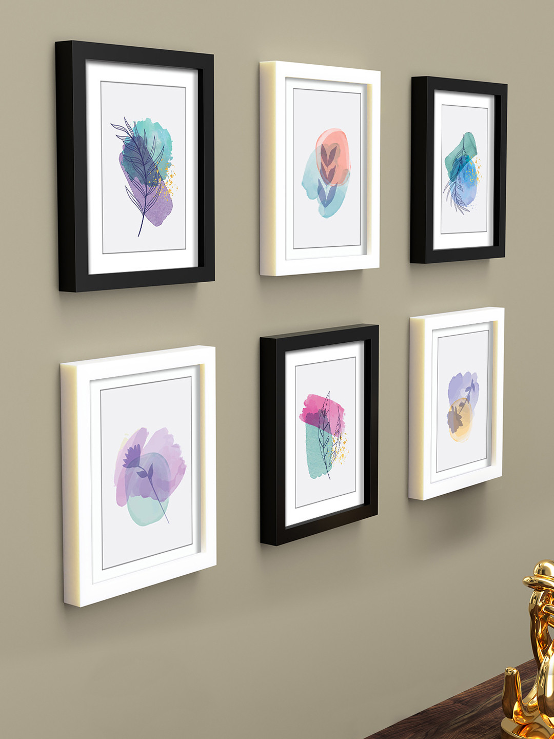 RANDOM Black & White Set Of 6 Wall Photo Frames