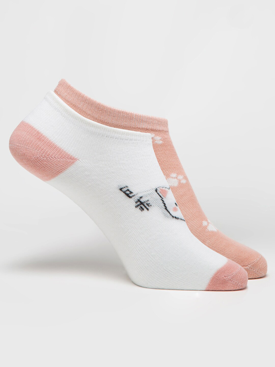 J Style Women Pack Of 2 Patterned Shoe Liner Socks