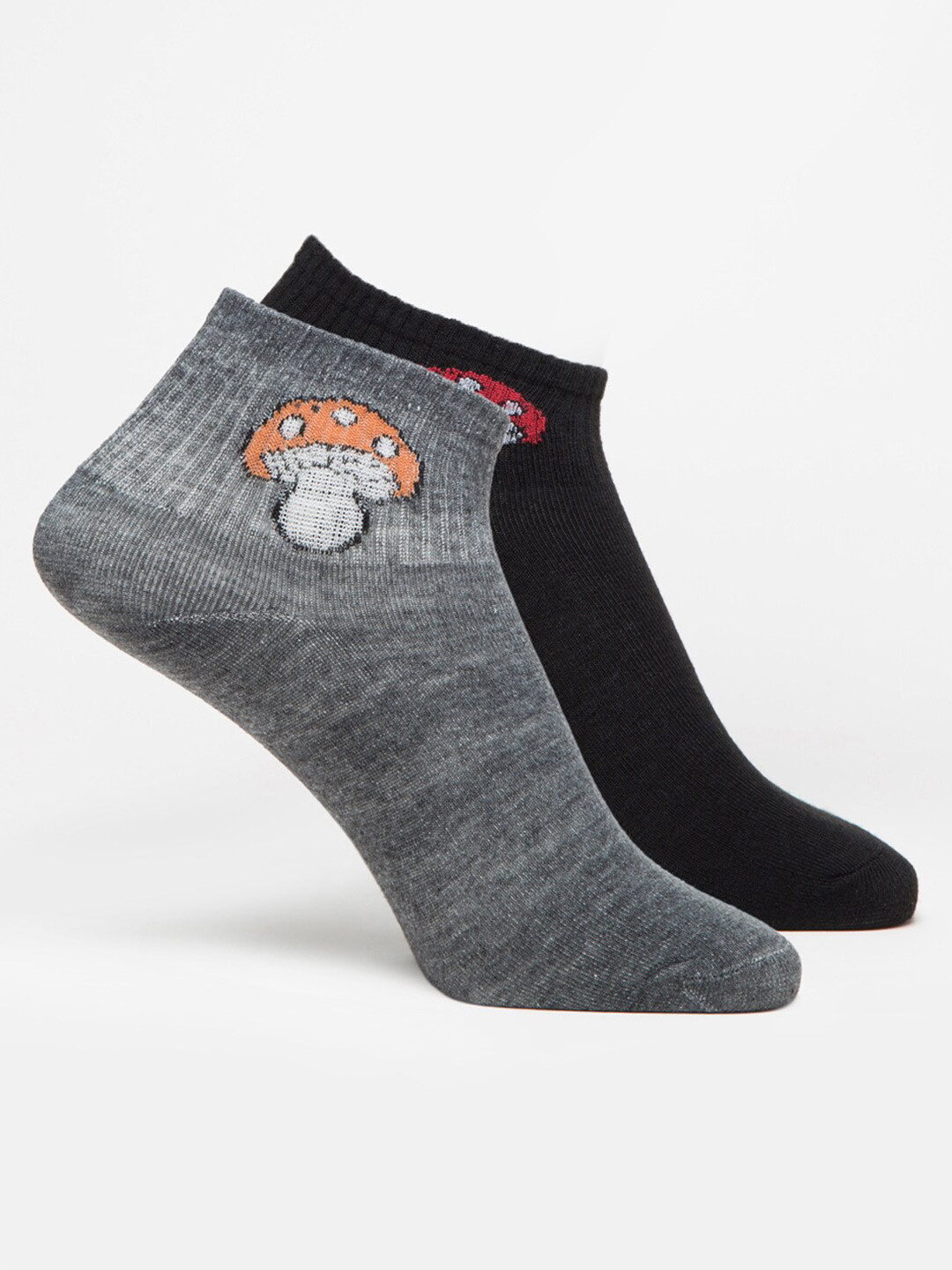 J Style Women Pack Of 2 Self-Designed Ankle-Length Socks