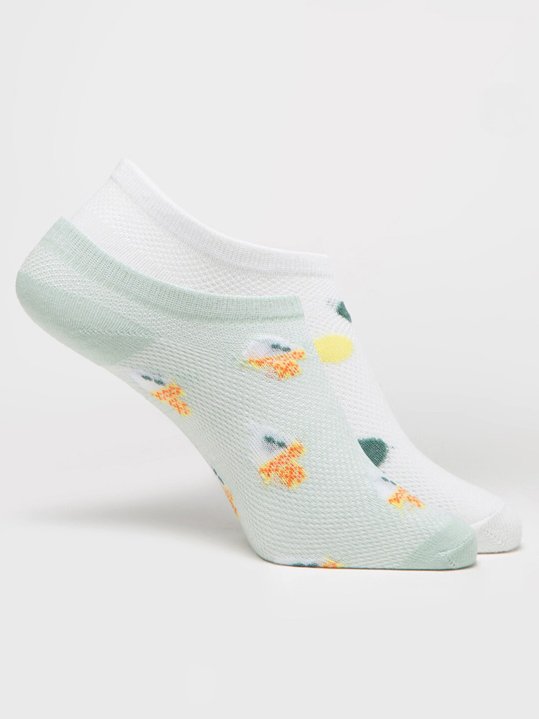 J Style Women Pack Of 2 Patterned Shoe Liners -Length Socks